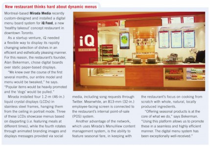 iQ Food article in SignMedia Canada