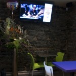 Digital TV in Vua's main dining area