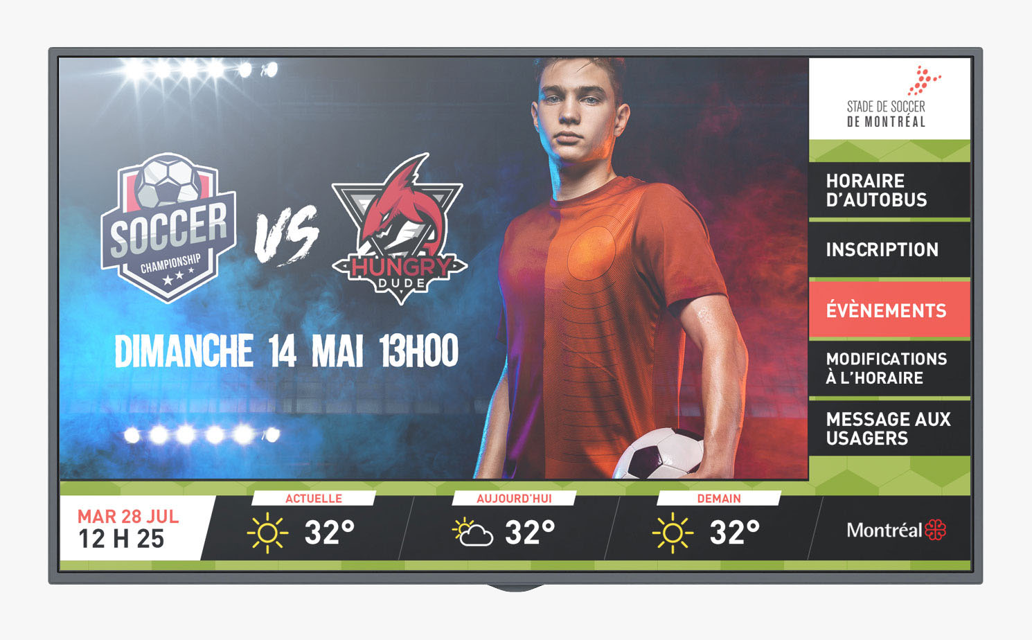 Stade de soccer digital signage screen