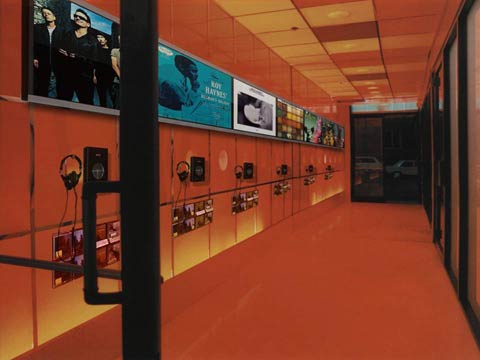 Digital signage in a music store